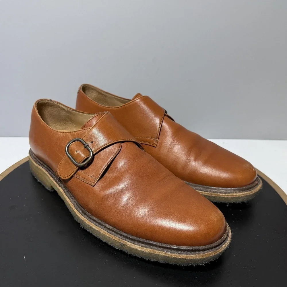A.P.C. Shoes Mens Size‎ 8 Brown Leather Monk Strap Dress Casual Portugal Crepe